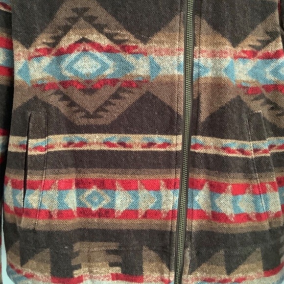 RALPH LAUREN JEANS ZIP UP CROPPED MOTO AZTEC JACKET SIZE US L - Picture 6 of 9